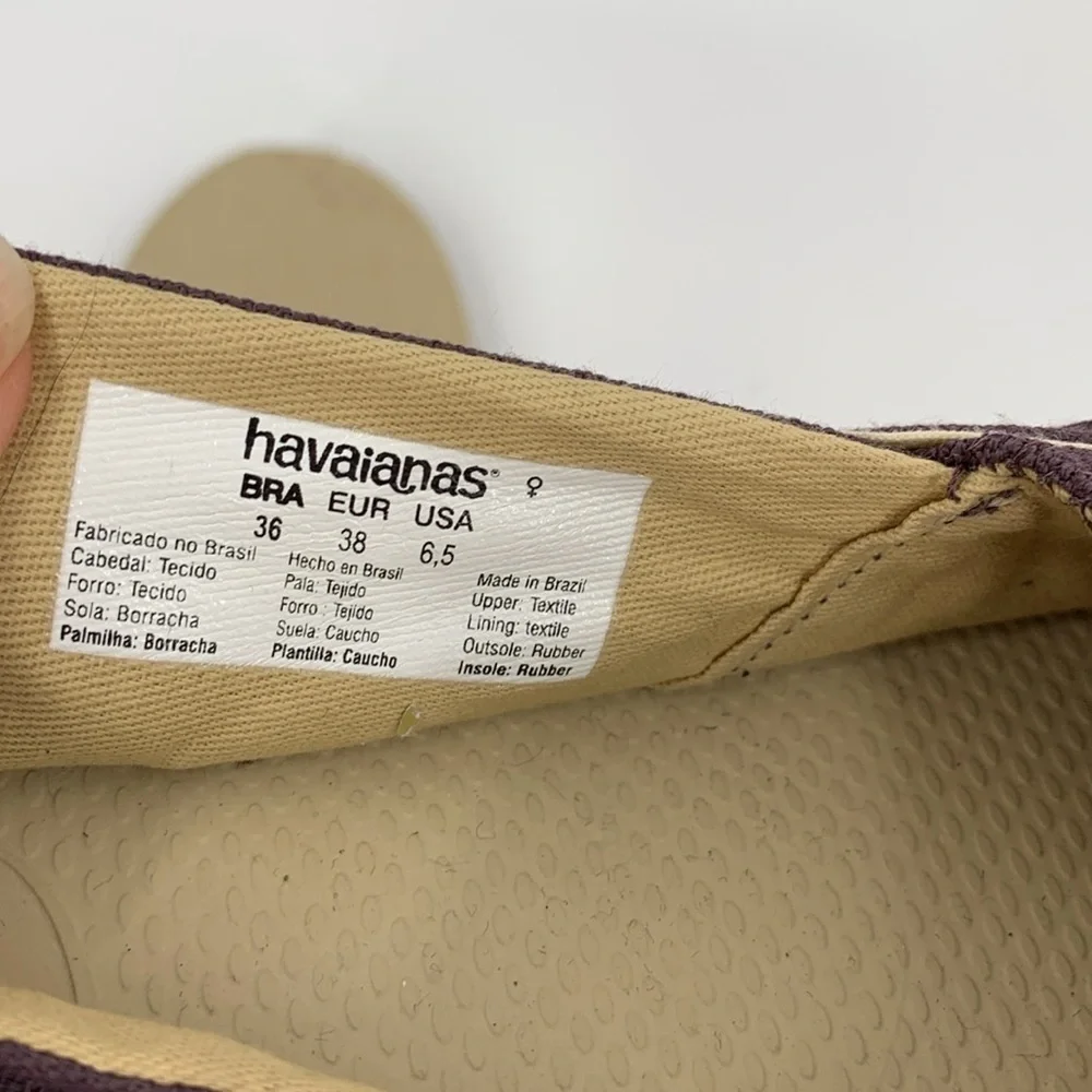 Havaianas Origine twist espadrille shoe canvas purple gray flat Brazil 6.5